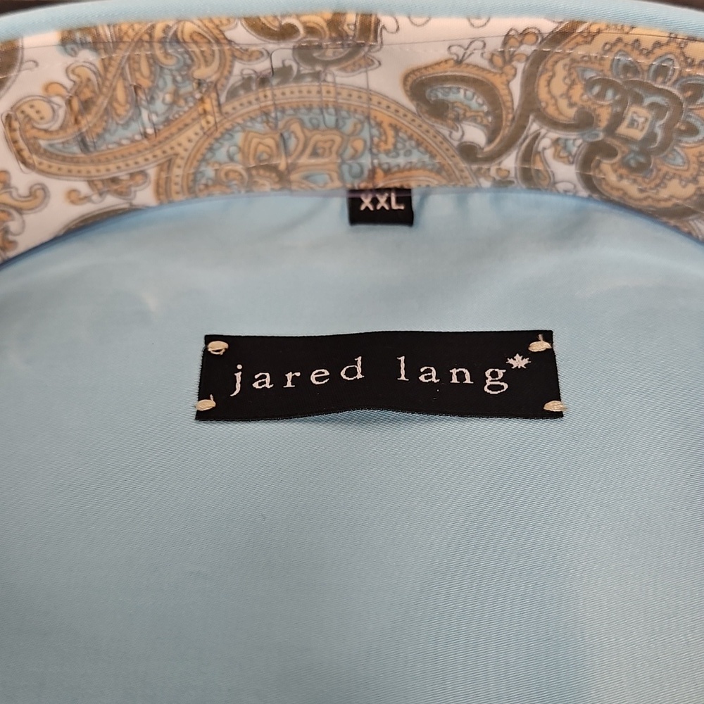 NWT Jared Lang Men's Teal Blue Dress Shirt with Silver Buttons & Paisley Accents - Picture 2 of 8